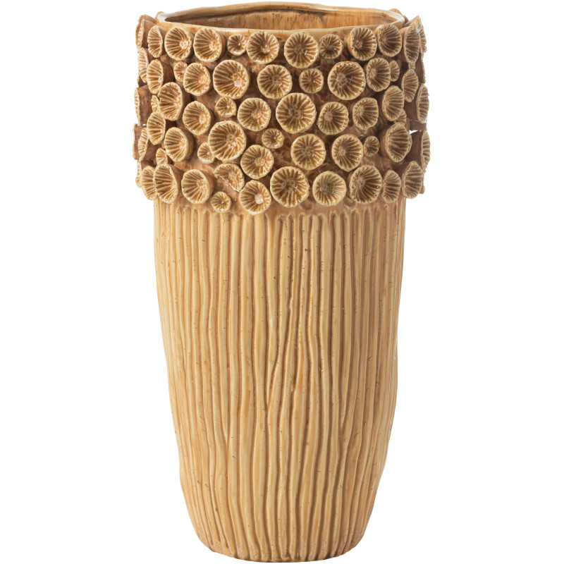 Grand Vase original Haut Hauteur 56 cm en Argile Ocre jaune Corail - 1