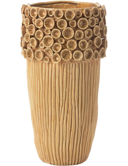 Grand Vase original Haut Hauteur 56 cm en Argile Ocre jaune Corail - 1