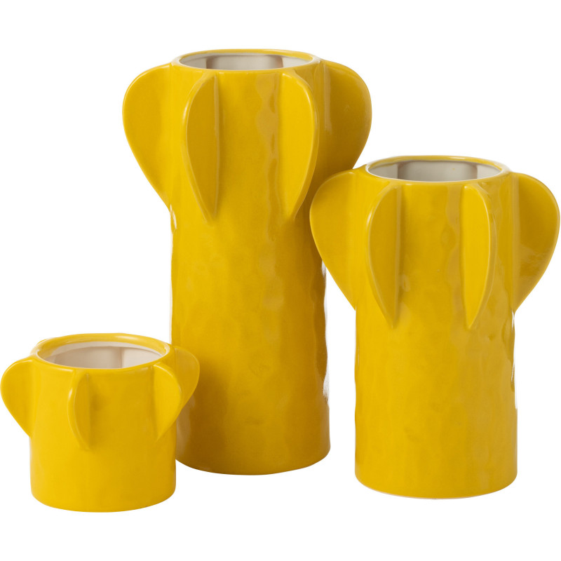 Vase original 6 fleurs Corail Hauteur 19 cm en Argile Blanc Kary - 3