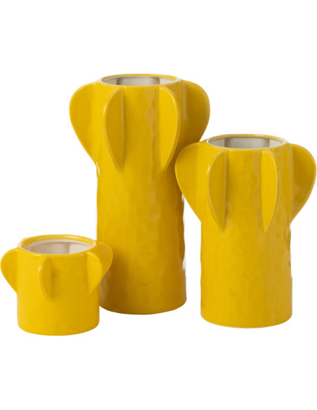 Vase original 6 fleurs Corail Hauteur 19 cm en Argile Blanc Kary - 3