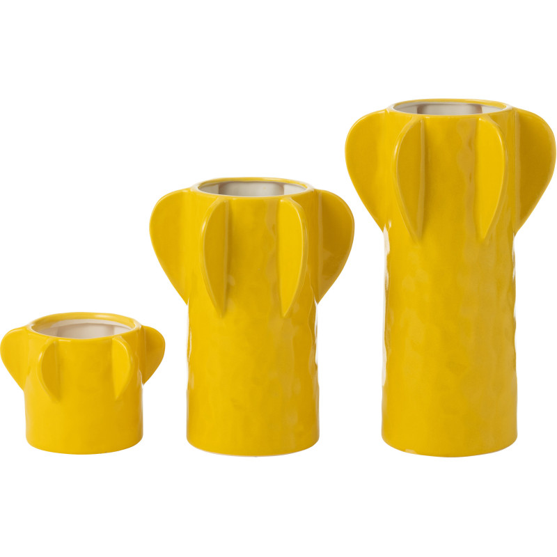 Vase original 6 fleurs Corail Hauteur 19 cm en Argile Blanc Kary - 4