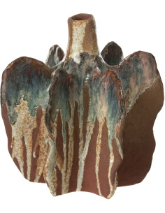 Vase ethnique Organique Hauteur 20 cm en Céramique Terracotta Marron Naga - 1