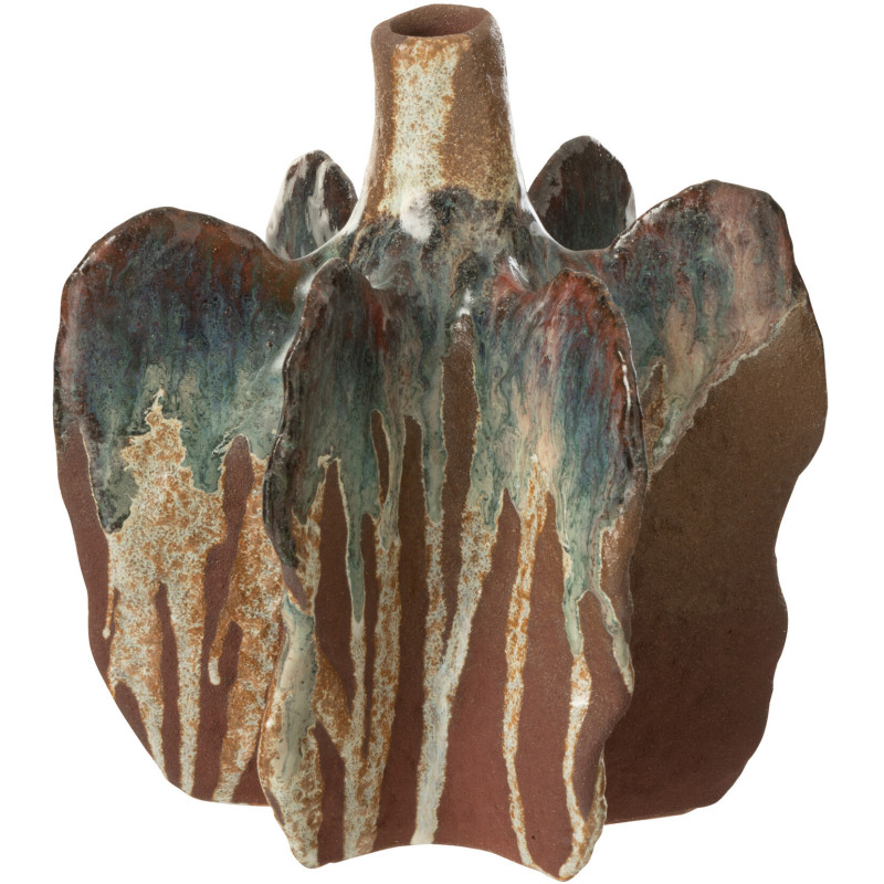 Vase ethnique Organique Hauteur 20 cm en Céramique Terracotta Marron Naga - 1