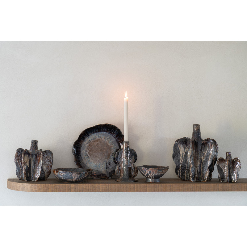 Vase ethnique Organique Hauteur 20 cm en Céramique Terracotta Marron Naga - 2