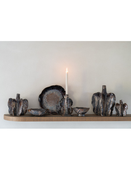 Vase ethnique Organique Hauteur 20 cm en Céramique Terracotta Marron Naga - 2