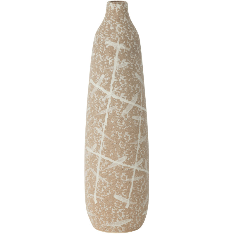 Grand Vase moderne Fin Hauteur 45 cm en Grès Beige Blanc Dune - 1