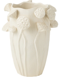 Grand Vase original Lotus Rond Hauteur 35 cm en Argile Beige Botanica - 1