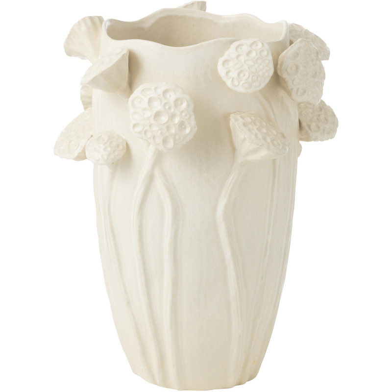 Grand Vase original Lotus Rond Hauteur 35 cm en Argile Beige Botanica - 1