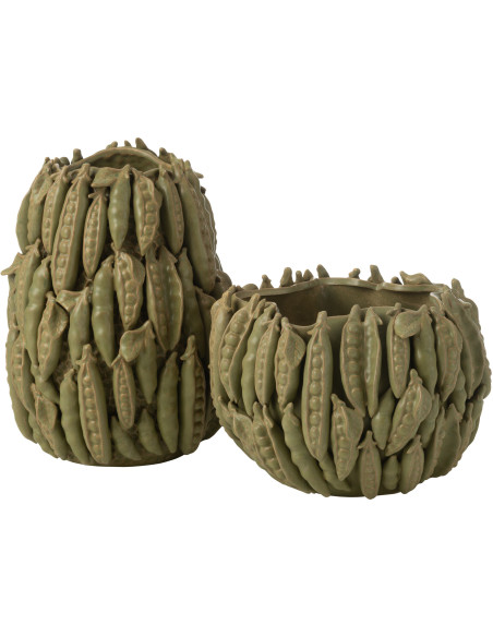 Grand Vase original Lotus Rond Hauteur 35 cm en Argile Beige Botanica - 3