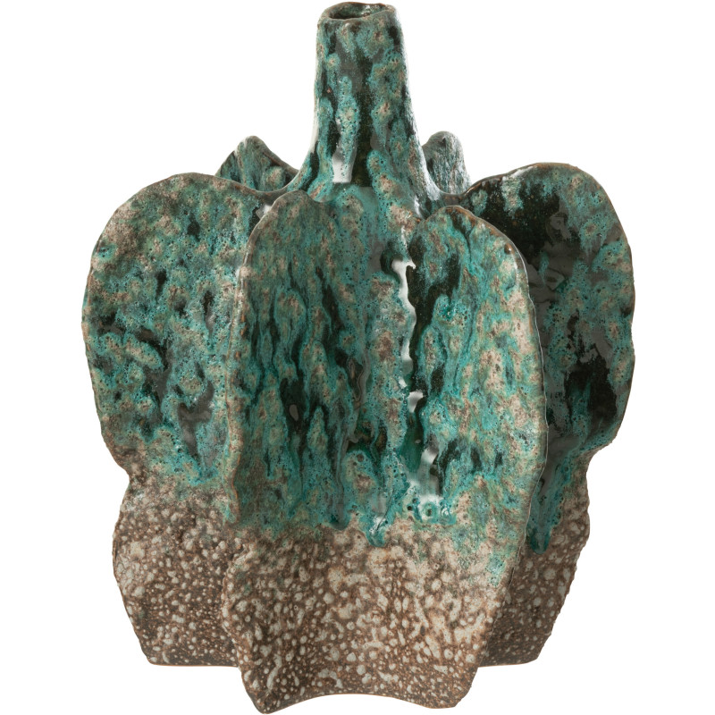 Grand vase ethnique Organique Hauteur 30 cm en Céramique Bleu azur Marron Naga - 1