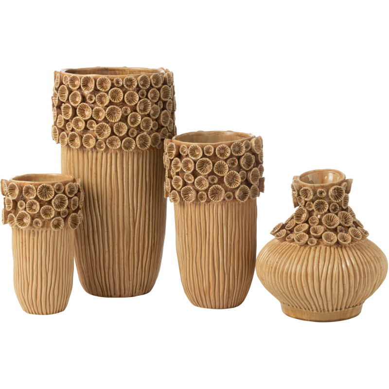 Grand Vase moderne Rond Hauteur 32 cm en Grès Blanc Beige Mouchetté Kai - 3