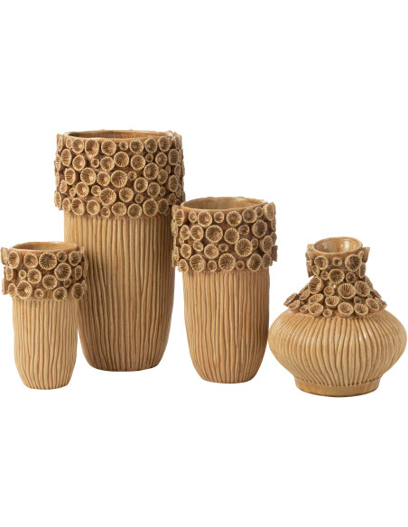 Grand Vase moderne Rond Hauteur 32 cm en Grès Blanc Beige Mouchetté Kai - 3