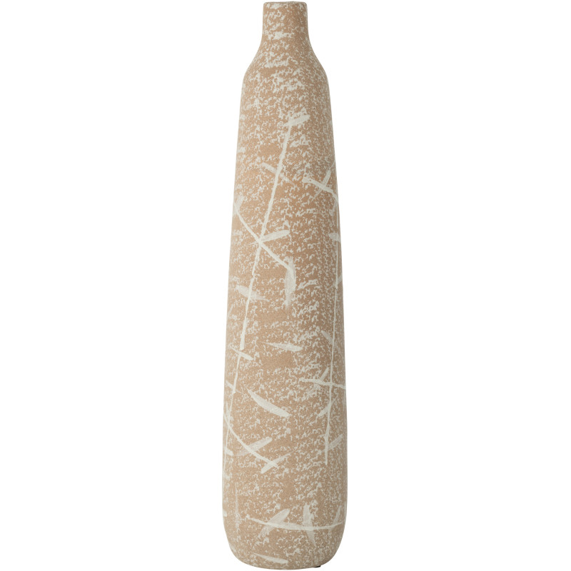 Grand Vase moderne Fin Hauteur 69 cm en Grès Beige Blanc Dune - 1