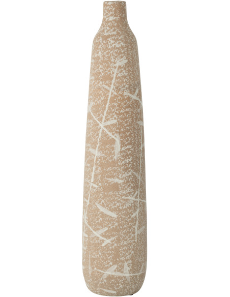 Grand Vase moderne Fin Hauteur 69 cm en Grès Beige Blanc Dune - 1