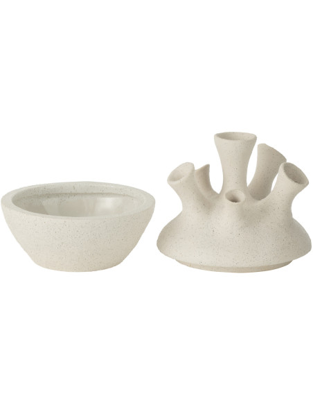 Grand Vase moderne Fin Hauteur 69 cm en Grès Beige Blanc Dune - 3