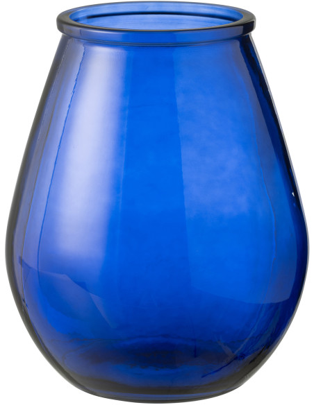 Grand Vase moderne oeuf Ovale Hauteur 35 cm en Verre Bleu Zyku - 1