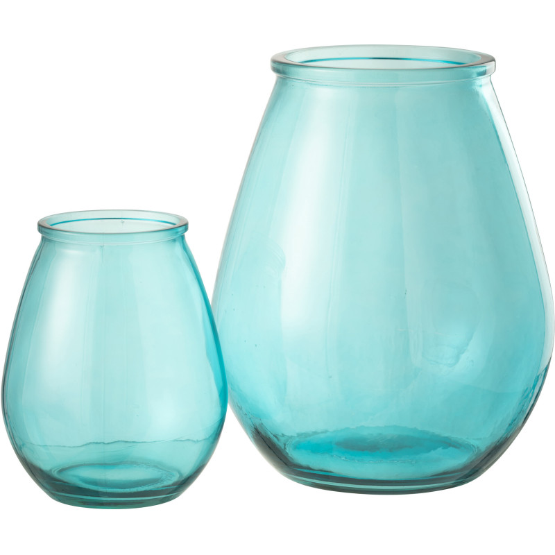 Grand Vase moderne oeuf Ovale Hauteur 35 cm en Verre Bleu Zyku - 3