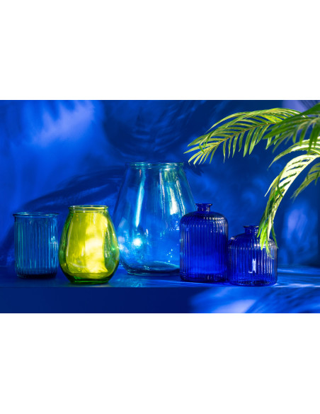 Grand Vase moderne oeuf Ovale Hauteur 35 cm en Verre Bleu Zyku - 4