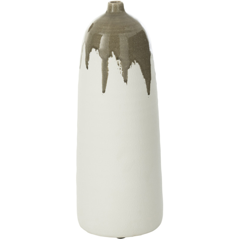 Grand Vase moderne bicolore Rond Hauteur 47 cm en Argile Vert olive Blanc Olea - 1