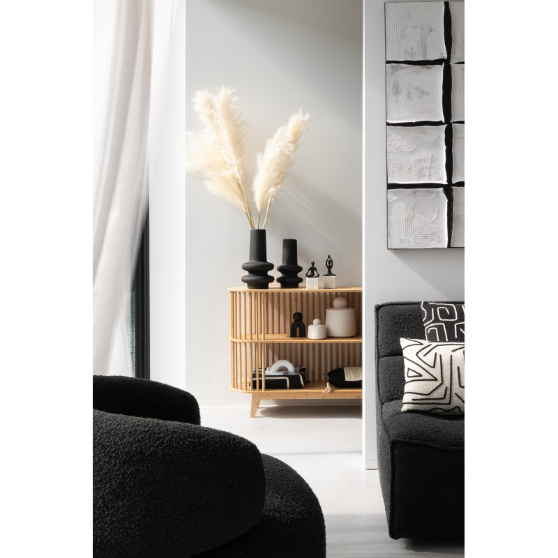 Vase moderne Rond Hauteur 28 cm en Argile Beige Cassia - 4