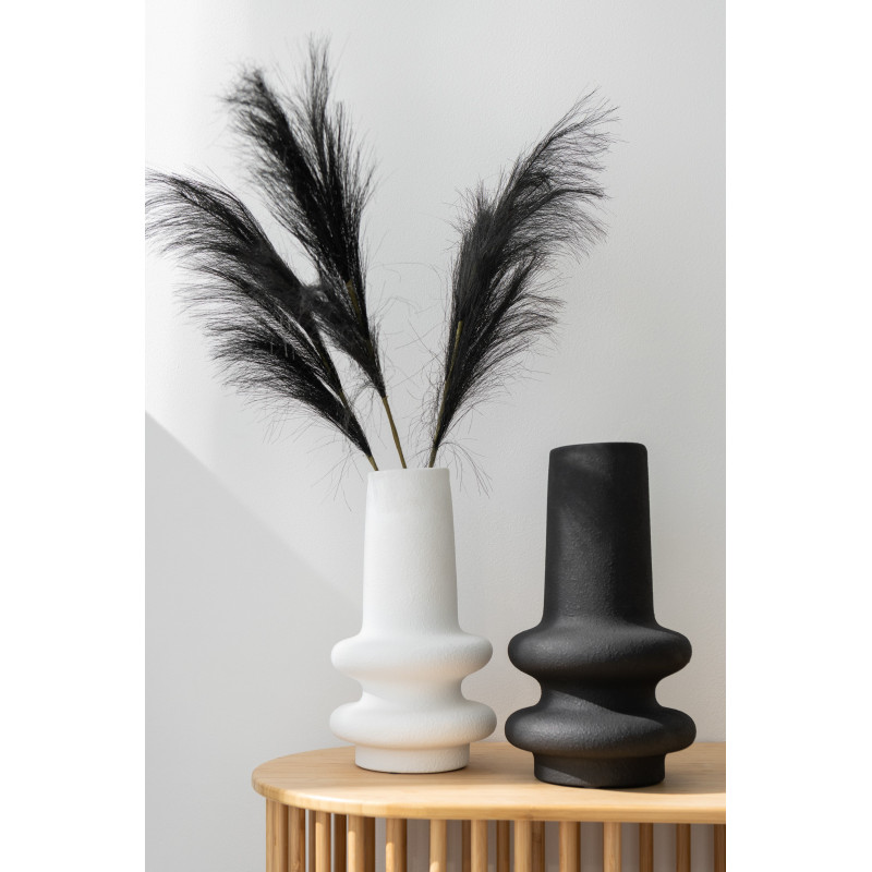 Grand Vase moderne Rond Hauteur 35 cm en Argile Blanc Cassia - 2