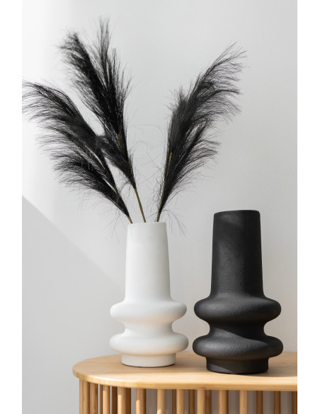 Grand Vase moderne Rond Hauteur 35 cm en Argile Blanc Cassia - 2