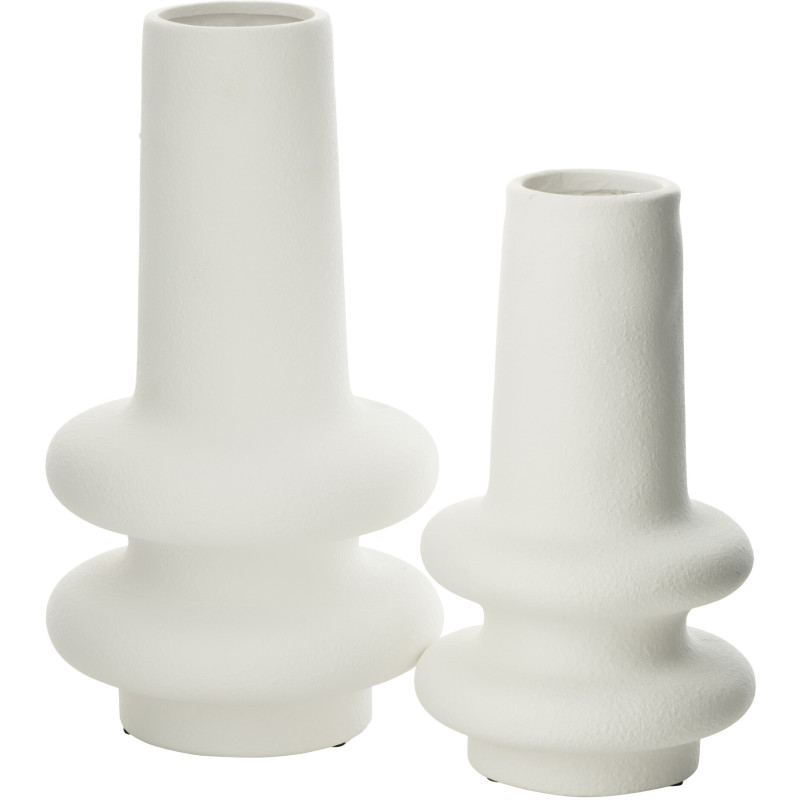 Grand Vase moderne Rond Hauteur 35 cm en Argile Blanc Cassia - 3
