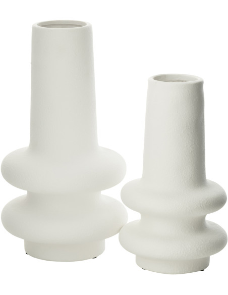 Grand Vase moderne Rond Hauteur 35 cm en Argile Blanc Cassia - 3