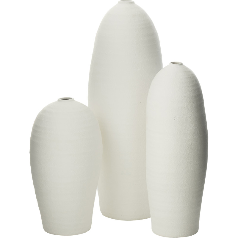 Grand Vase moderne Rond Hauteur 32 cm en Argile Blanc Lyra - 2