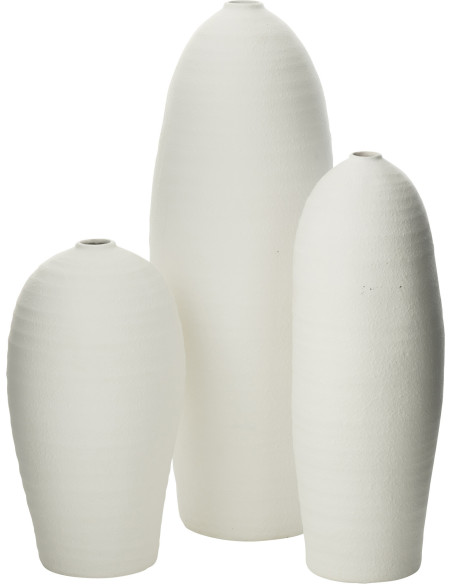 Grand Vase moderne Rond Hauteur 32 cm en Argile Blanc Lyra - 2