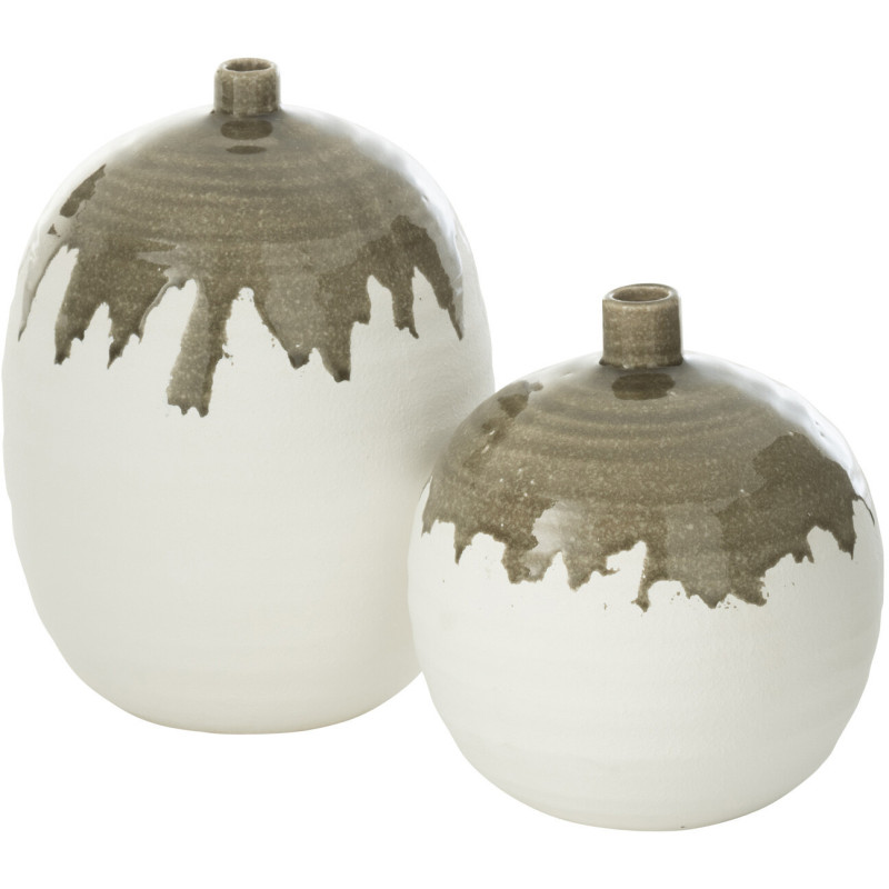 Grand Vase moderne Rond Hauteur 59 cm en Argile Blanc Cassia - 3