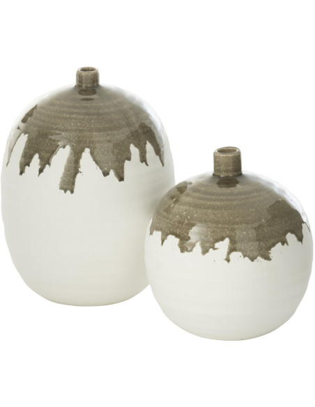 Grand Vase moderne Rond Hauteur 59 cm en Argile Blanc Cassia - 3