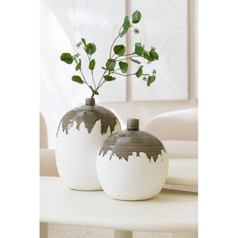 Grand Vase moderne Rond Hauteur 59 cm en Argile Blanc Cassia - 4
