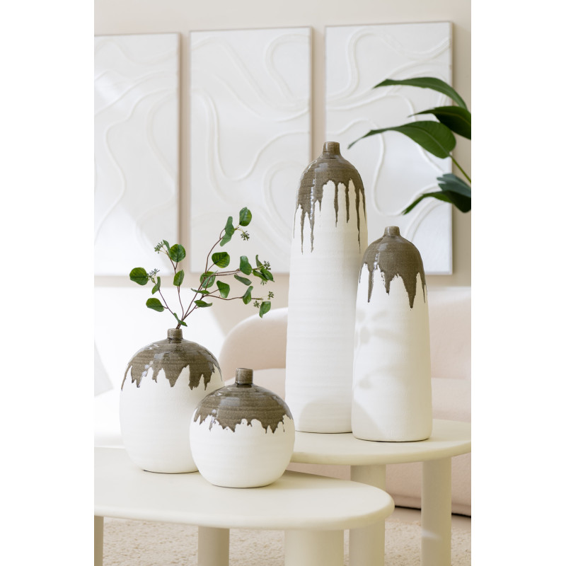 Grand Vase moderne Rond Hauteur 59 cm en Argile Blanc Cassia - 5