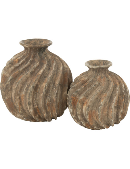 Vase moderne original Rond Hauteur 22 cm en Verre Ambré Drippy - 3