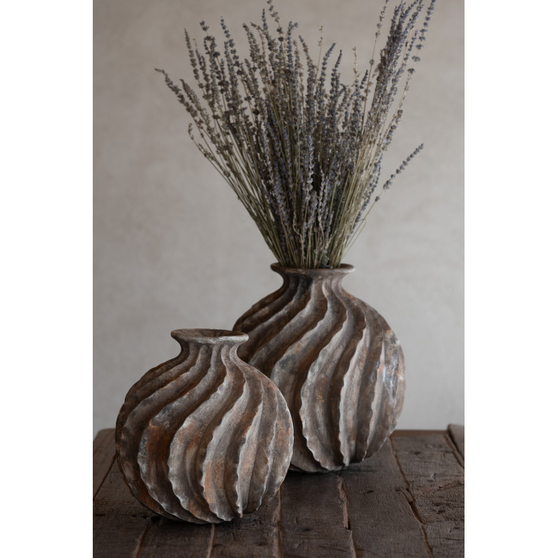 Vase moderne original Rond Hauteur 22 cm en Verre Ambré Drippy - 4