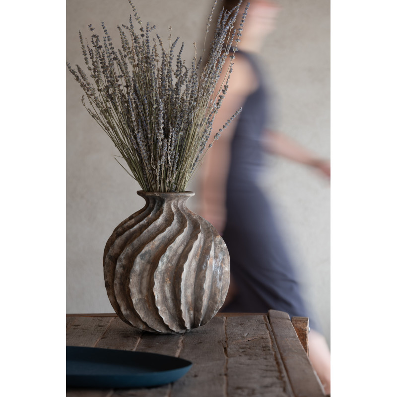 Vase moderne original Rond Hauteur 22 cm en Verre Ambré Drippy - 5