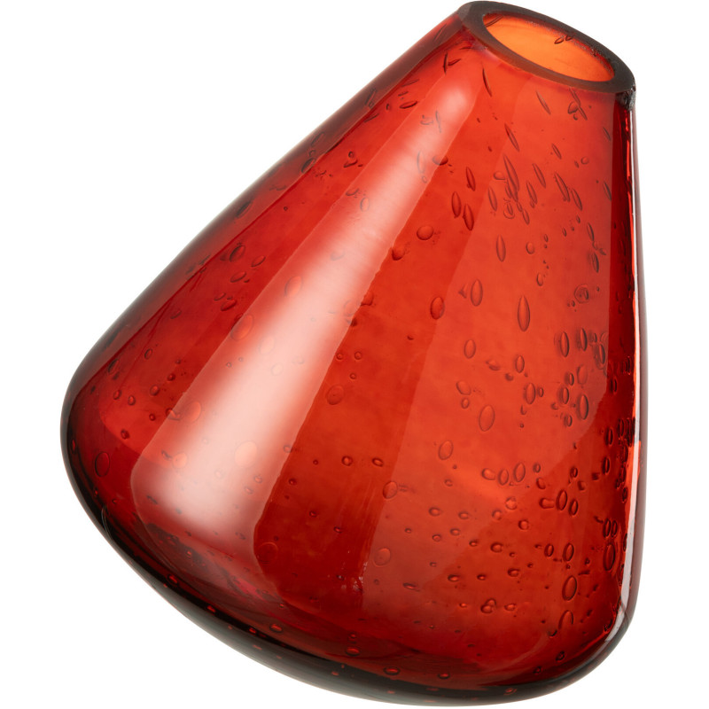 Petit Vase modern incliné Conique Hauteur 13 cm en Verre Orange foncé Topaz - 1