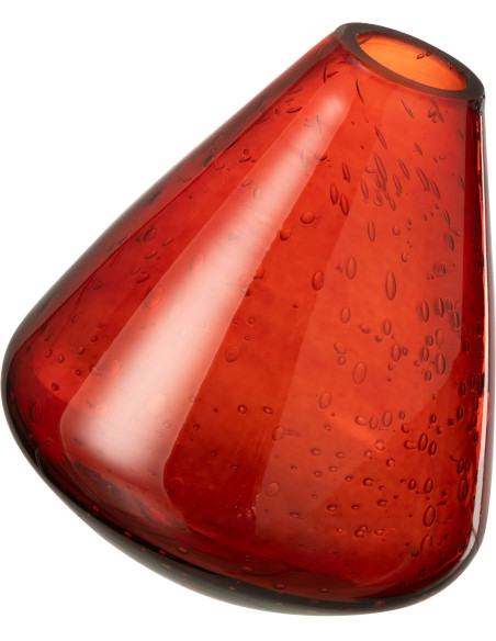 Petit Vase modern incliné Conique Hauteur 13 cm en Verre Orange foncé Topaz - 1