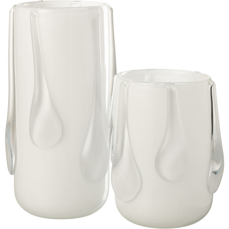 Grand Vase moderne bicolore Rond Hauteur 67 cm en Argile Vert olive Blanc Olea - 3