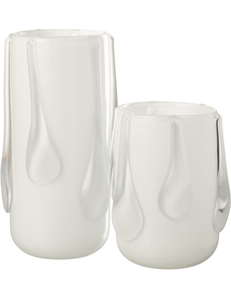 Grand Vase moderne bicolore Rond Hauteur 67 cm en Argile Vert olive Blanc Olea - 3