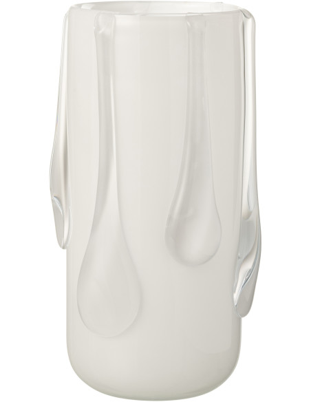 Grand Vase moderne original Rond Hauteur 33 cm en Verre Blanc Drippy - 1