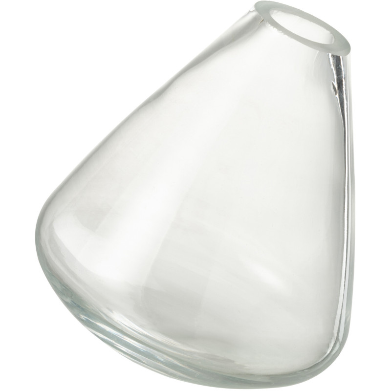 Petit Vase modern incliné Conique Hauteur 13 cm en Verre Transparent Topaz - 1