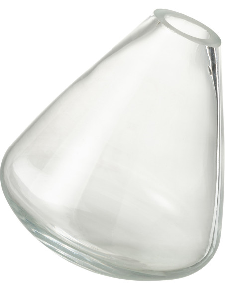 Petit Vase modern incliné Conique Hauteur 13 cm en Verre Transparent Topaz - 1