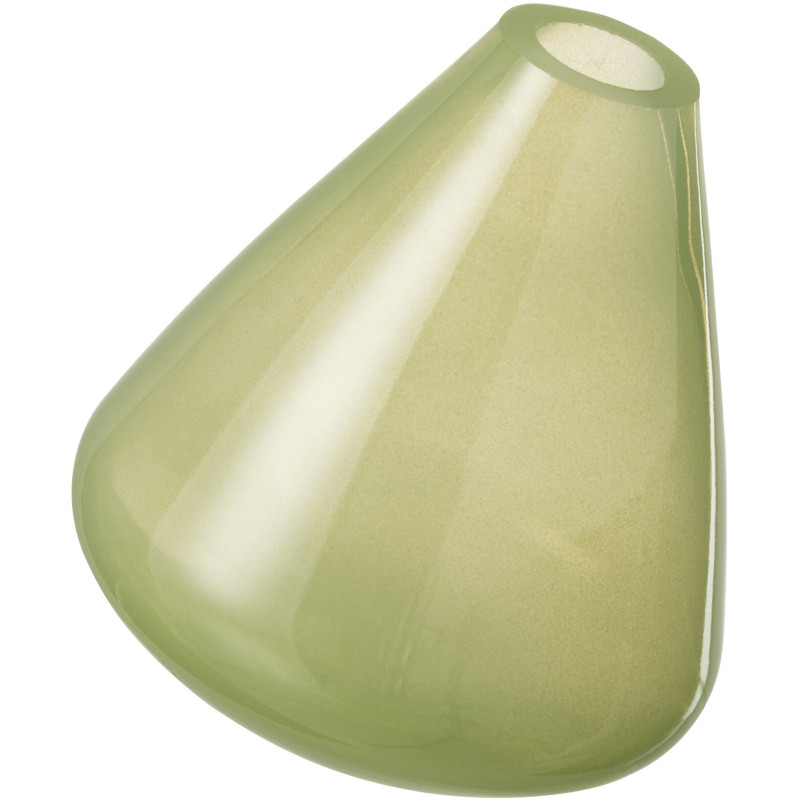 Petit Vase modern incliné Conique Hauteur 13 cm en Verre Vert clair Topaz - 1
