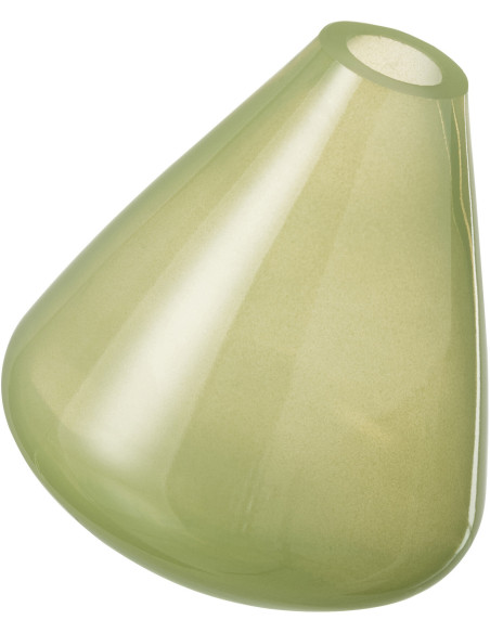Petit Vase modern incliné Conique Hauteur 13 cm en Verre Vert clair Topaz - 1