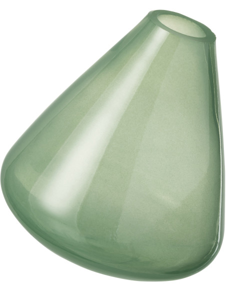 Petit Vase modern incliné Conique Hauteur 13 cm en Verre Vert foncé Topaz - 1