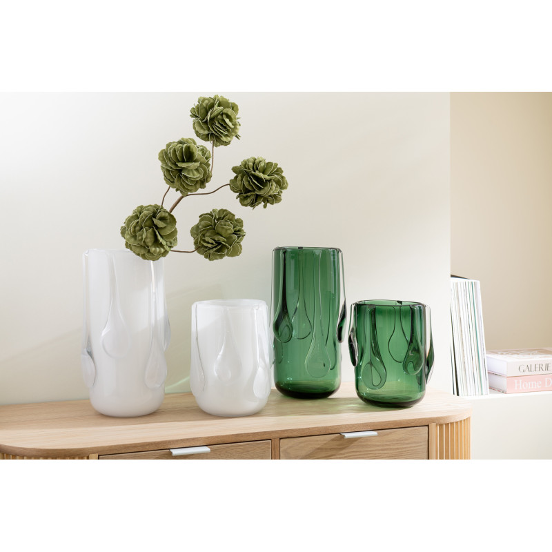 Petit Vase modern incliné Conique Hauteur 13 cm en Verre Vert foncé Topaz - 2