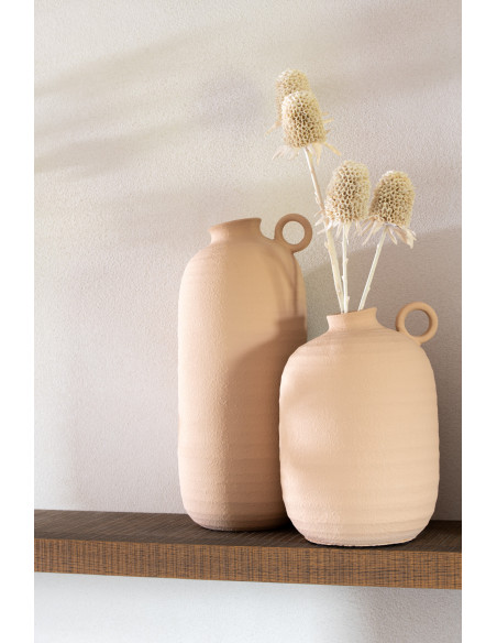 Grand Vase minimaliste Rond Hauteur 36 cm en Argile Blanc Creta - 2