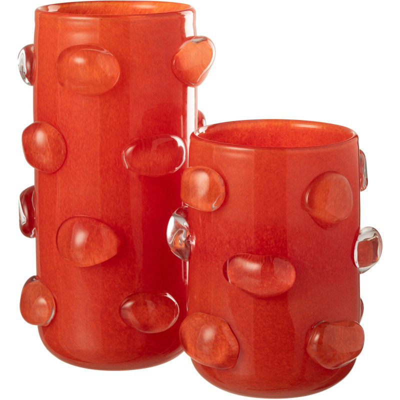 Vase original Rond Hauteur 23 cm en Verre Rouge Aruna - 2